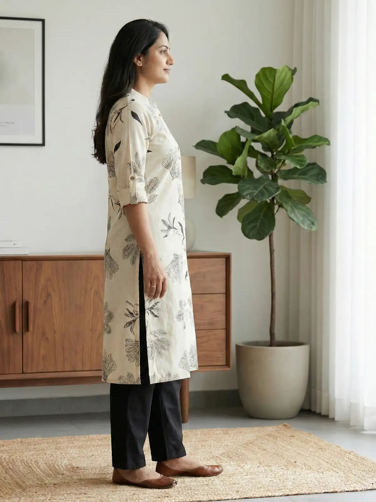 White Black Leaf Print Co-Ord Set