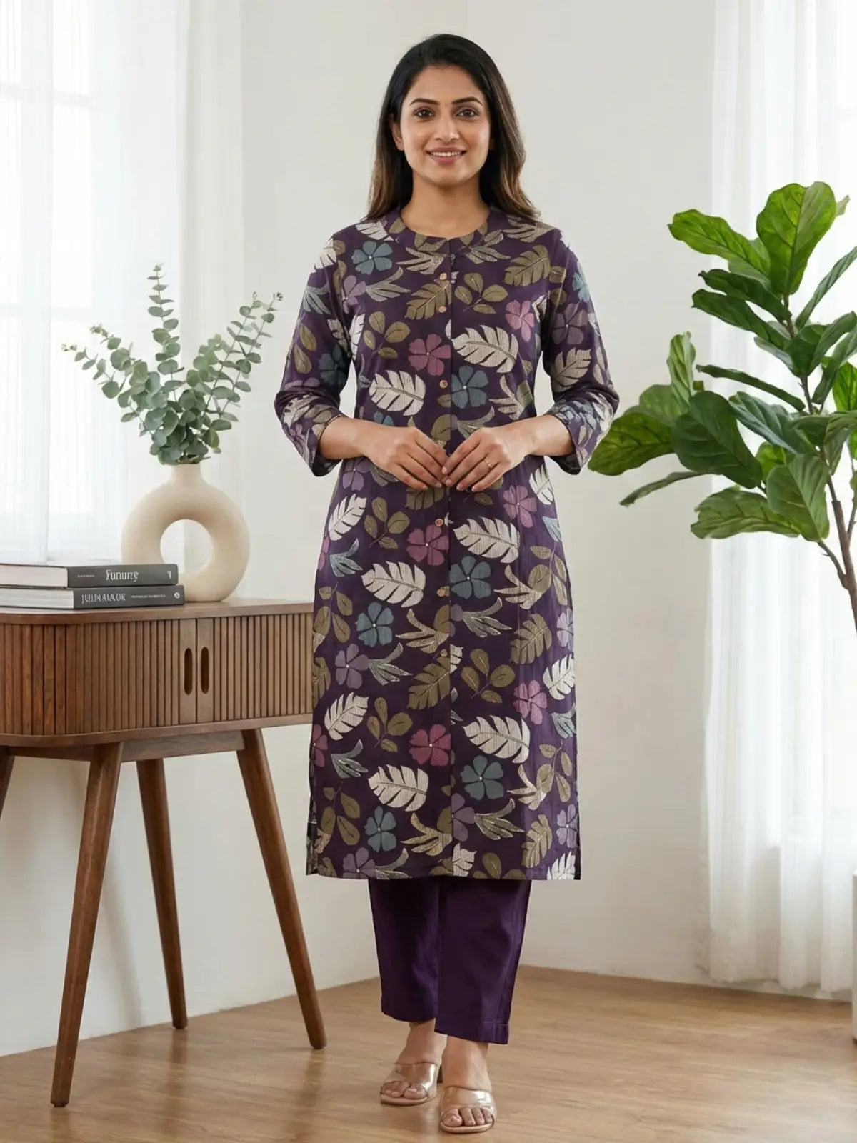 Wine Floral Print Co-Ord Set