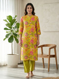 Yellow Flower Leaf Print Co-Ord Set