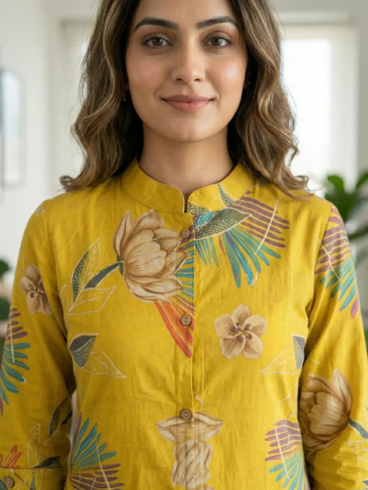 Yellow leaf Flower Print Co-Ord Set