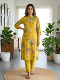 Yellow leaf Flower Print Co-Ord Set