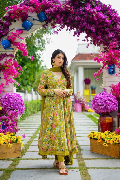 Lime Green Floral Suit