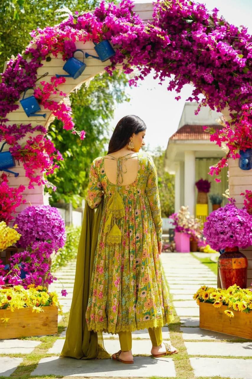 Lime Green Floral Suit