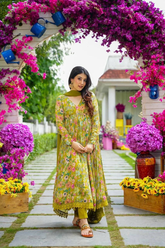 Lime Green Floral Suit