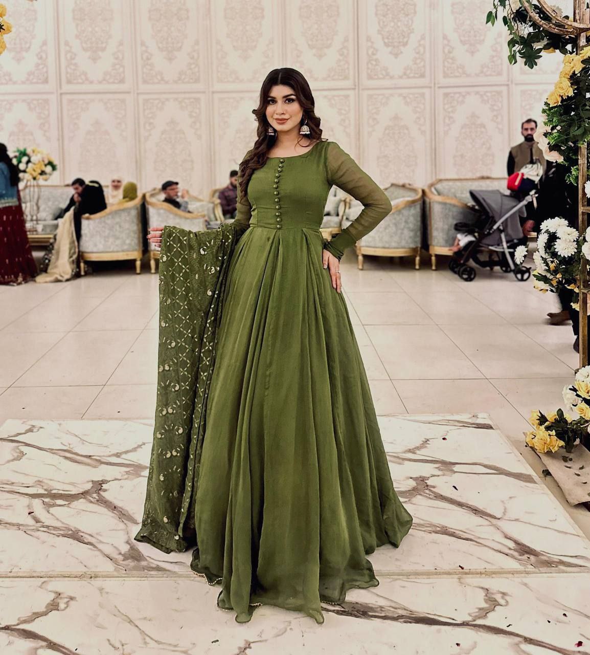 Moss Green Anarkali