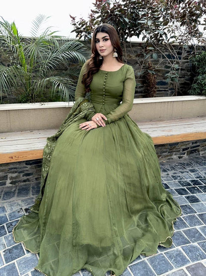 Moss Green Anarkali