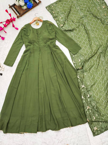 Moss Green Anarkali