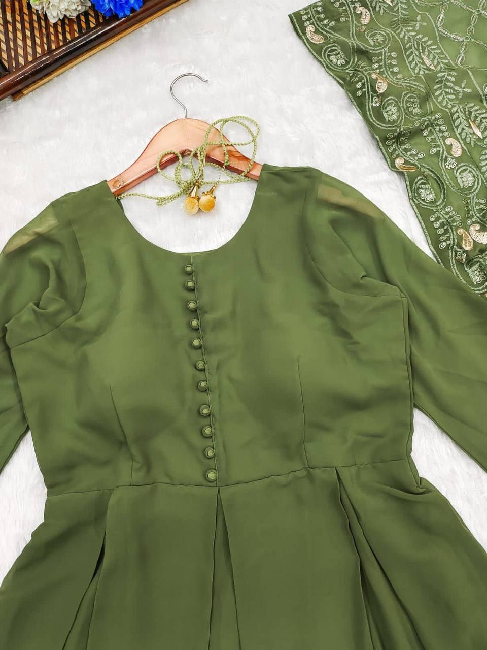 Moss Green Anarkali