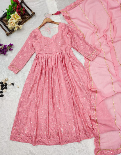 Pink Chikankari