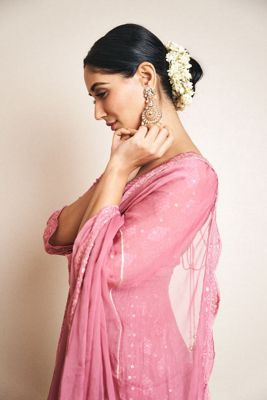 Pink Chikankari