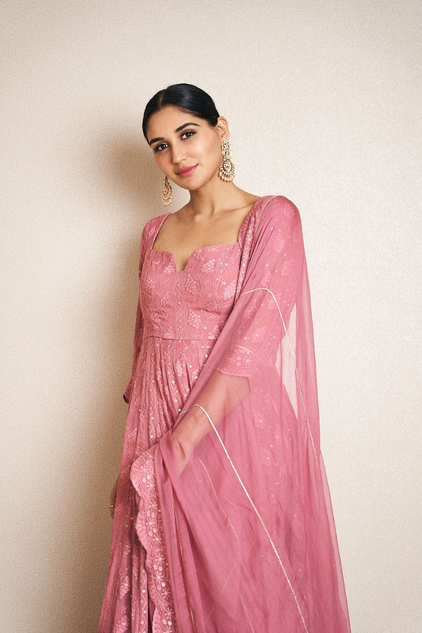 Pink Chikankari