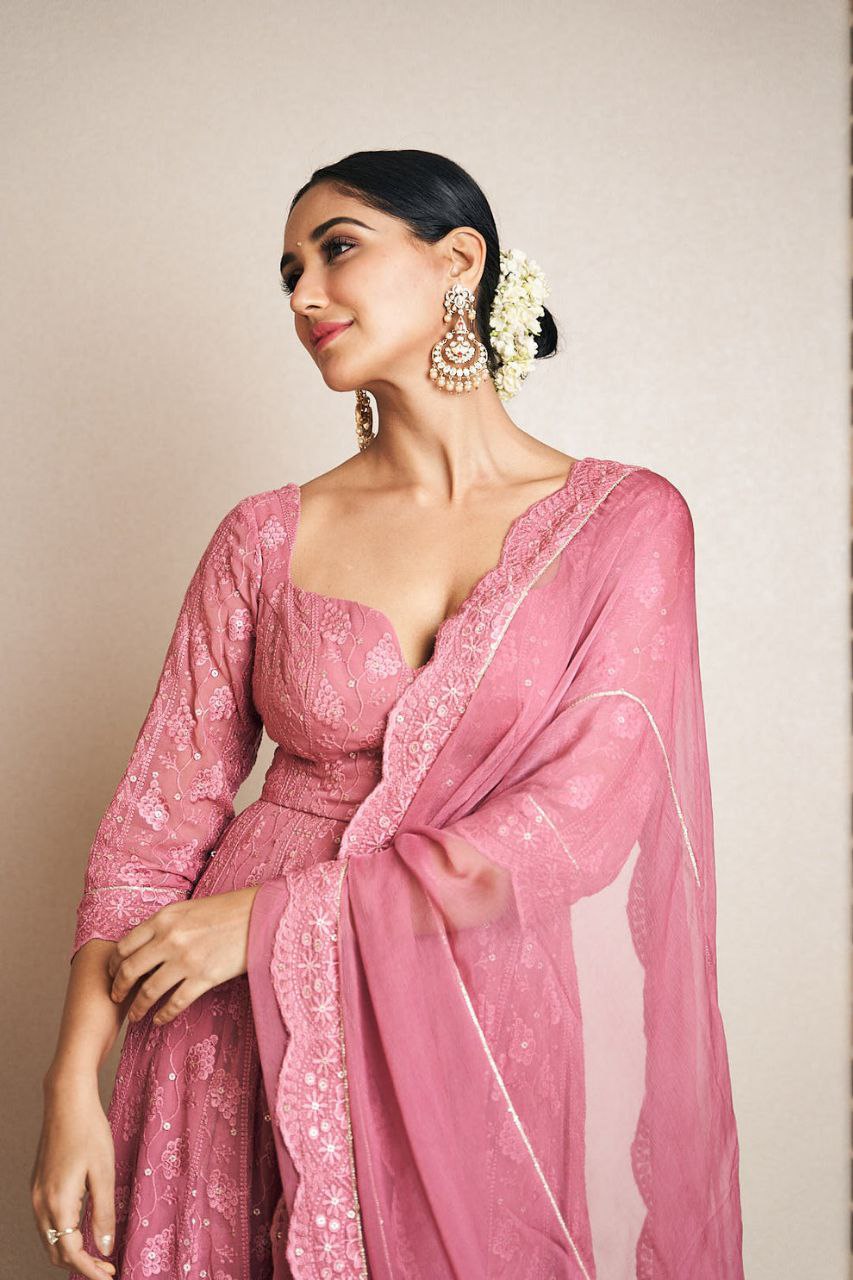 Pink Chikankari