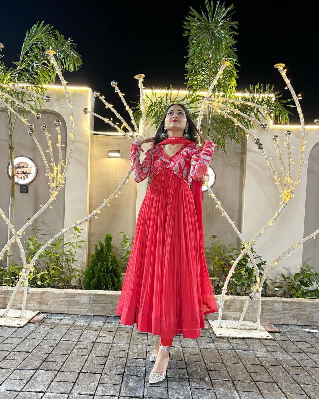 Red Chiffon Suit