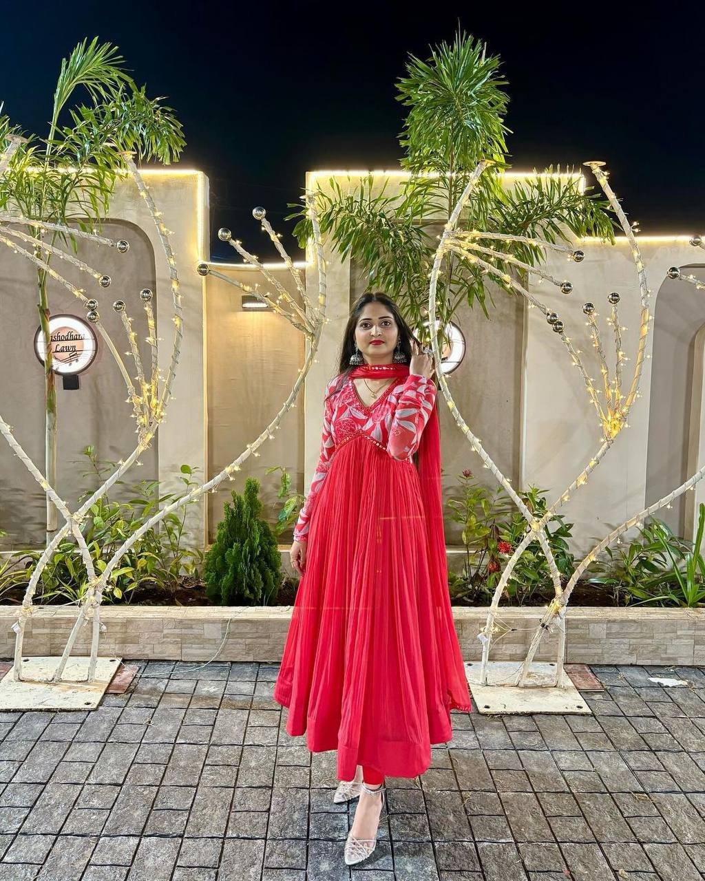 Red Chiffon Suit