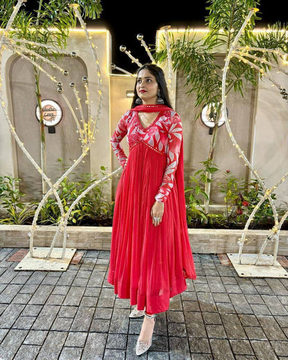 Red Chiffon Suit