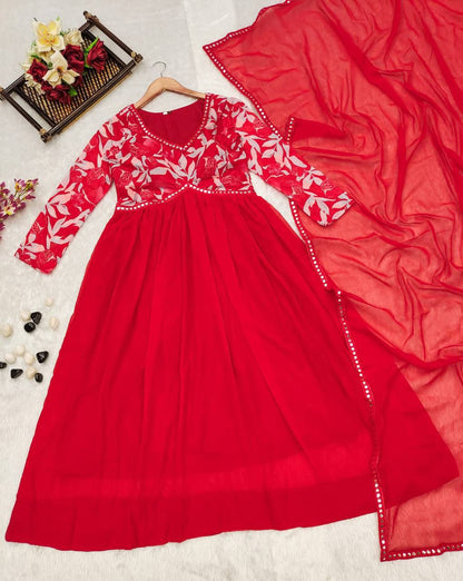 Red Chiffon Suit