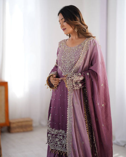 Purple Dual Shade Sharara Set