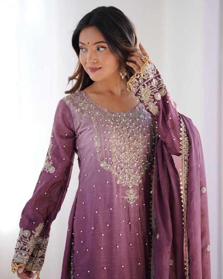 Purple Dual Shade Sharara Set