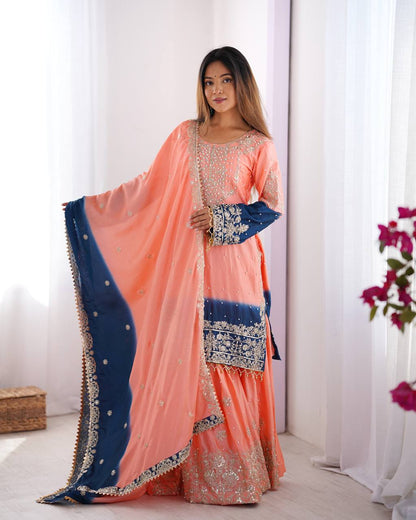 Pink Dual Shade Sharara Set