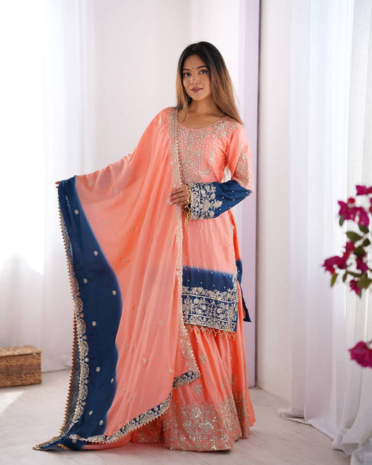 Pink Dual Shade Sharara Set