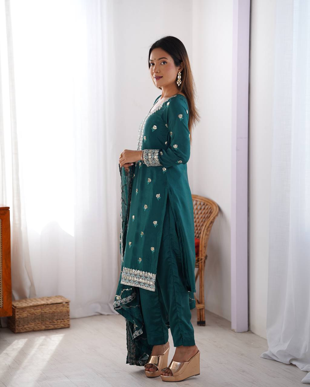 Thred with Sequnce work Suit Set