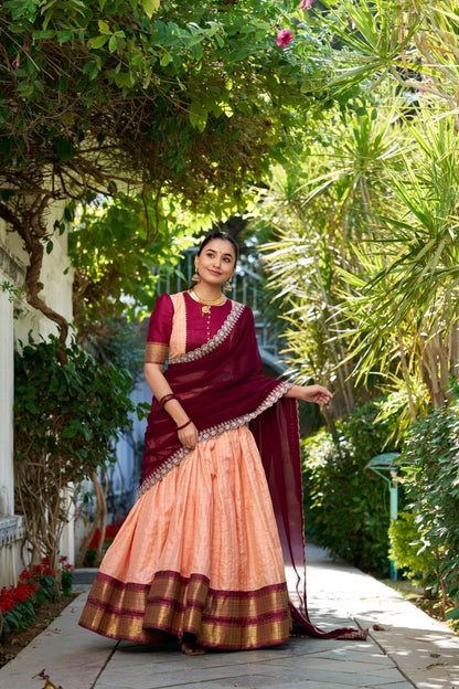 Chex With Zari Weaving Work Lehenga Choli