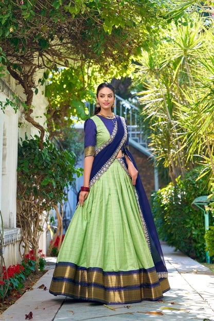 Chex With Zari Weaving Work Lehenga Choli