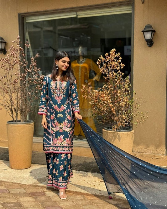 Digital Print Anarkali With Handwork