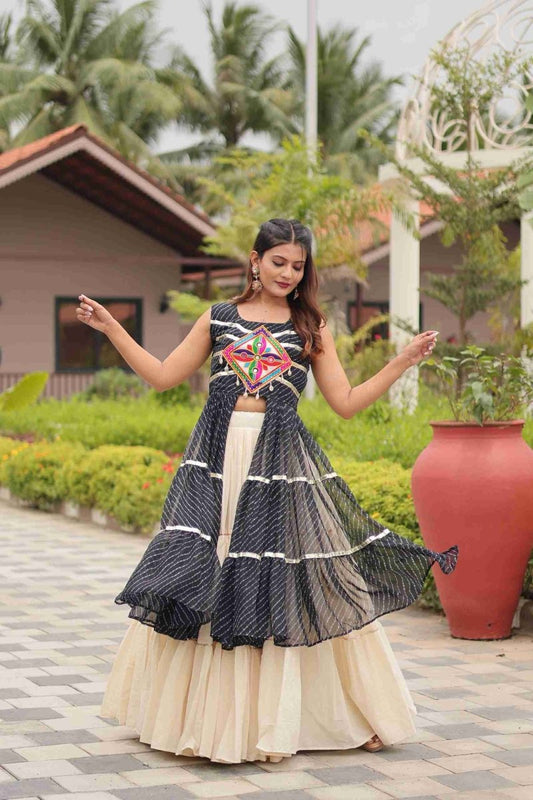 Black Heavy Gamthi Work & Ribin Lace With Kodi Lace Lehenga Choli