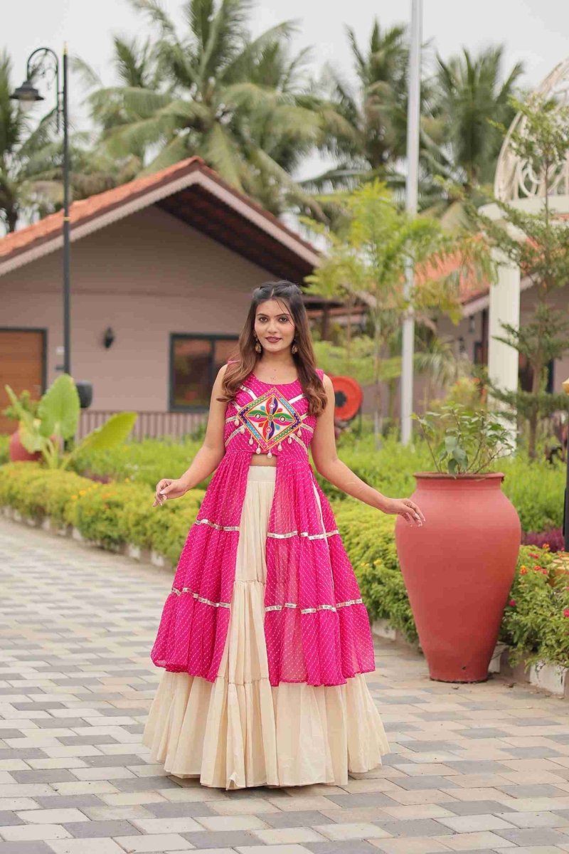Pink Heavy Gamthi Work & Ribin Lace With Kodi Lace Lehenga Choli