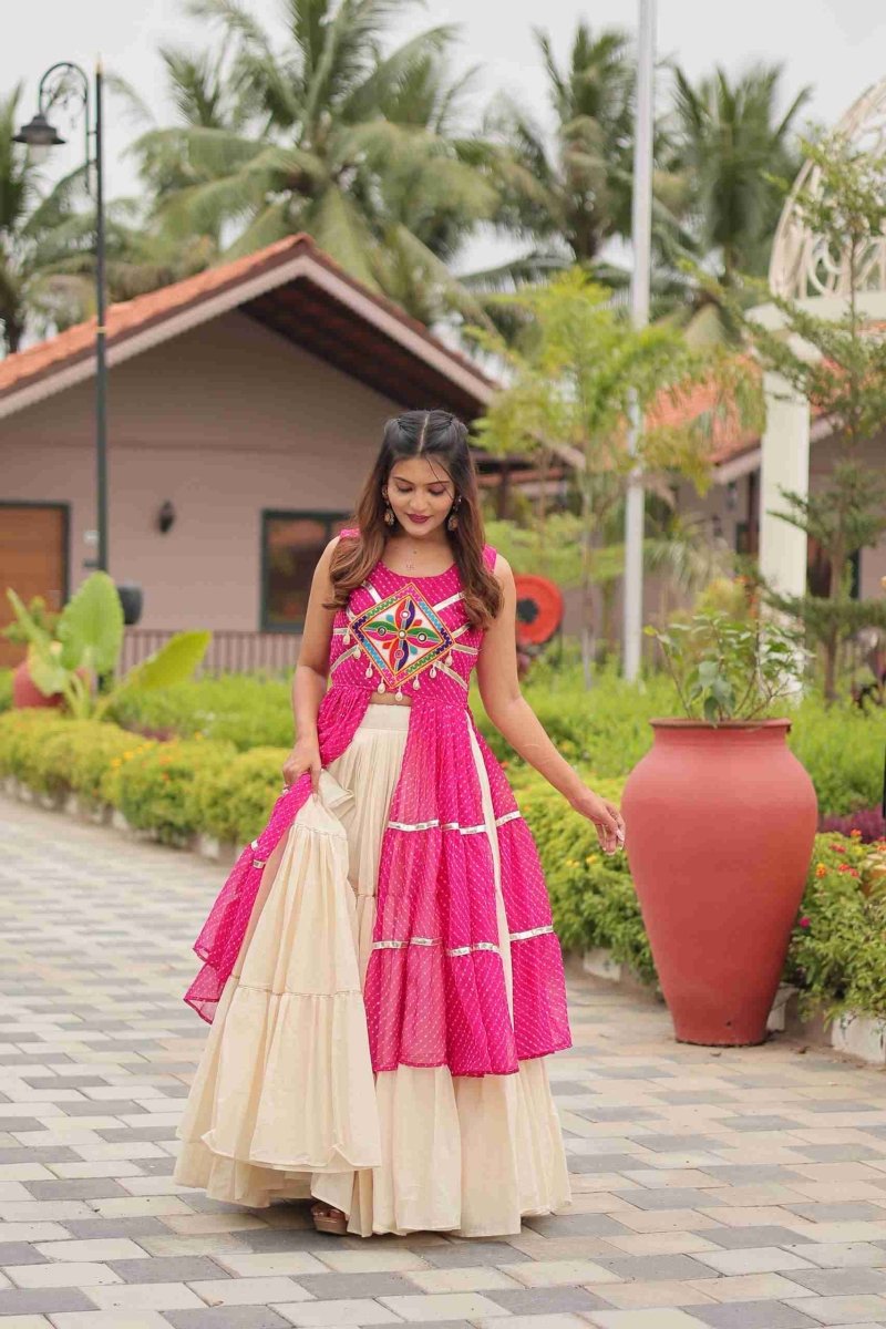 Pink Heavy Gamthi Work & Ribin Lace With Kodi Lace Lehenga Choli