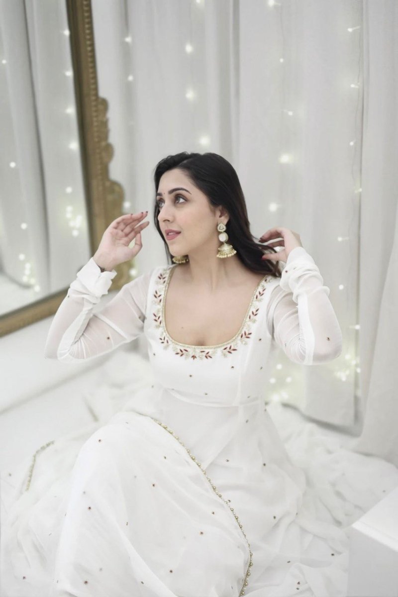 White Handwork Anarkali