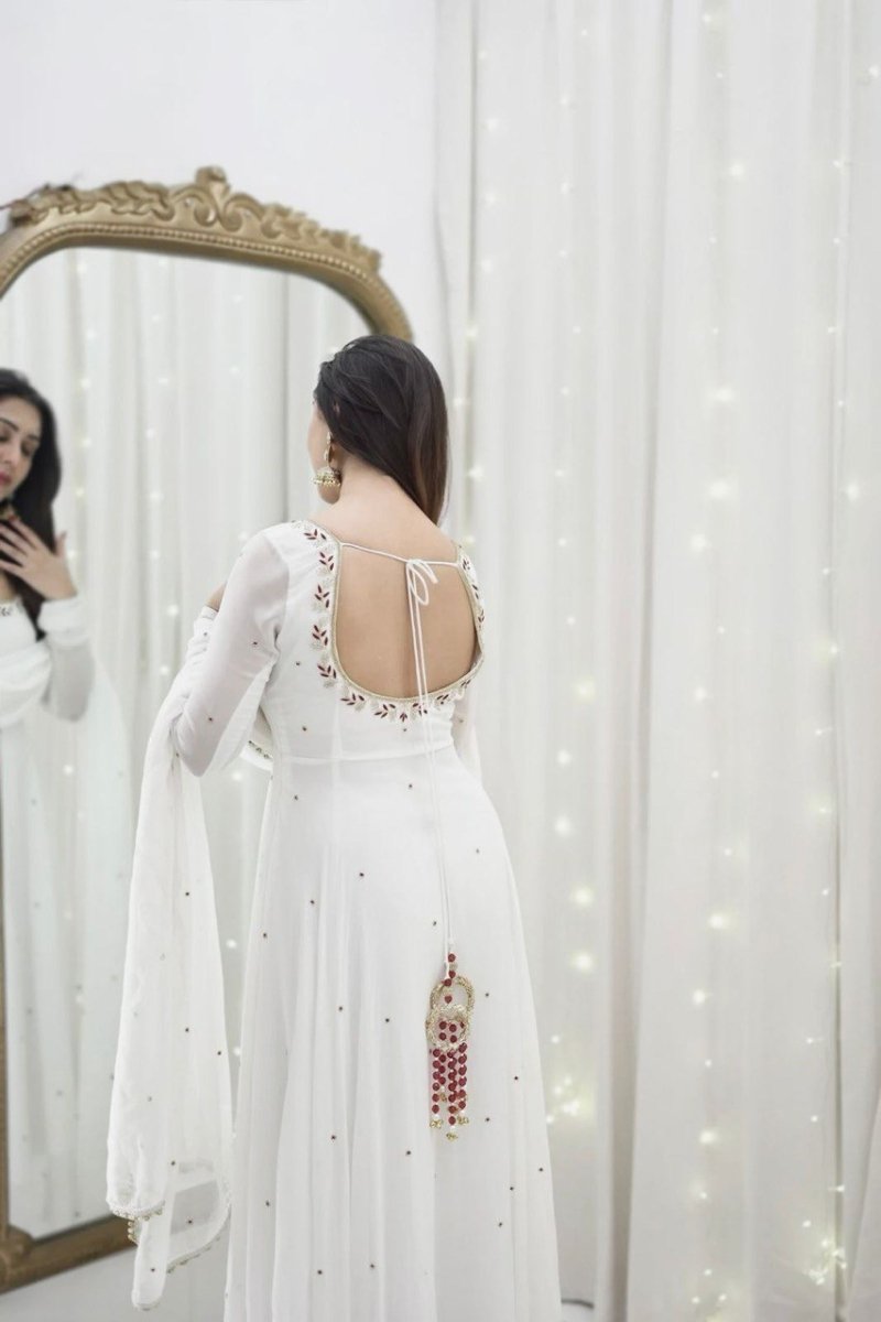 White Handwork Anarkali
