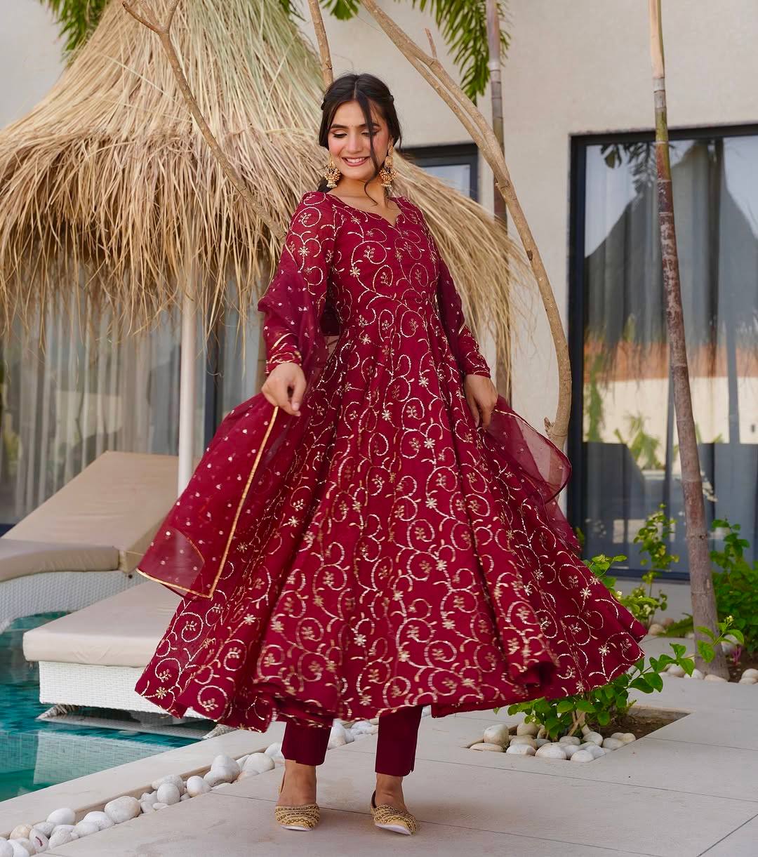 Heavy Faux Georgette Sequence Anarkali Suit