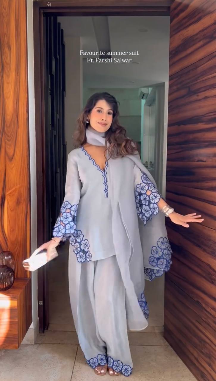 Fancy Belly Sleeves Farshi Palazzo With Dupatta set