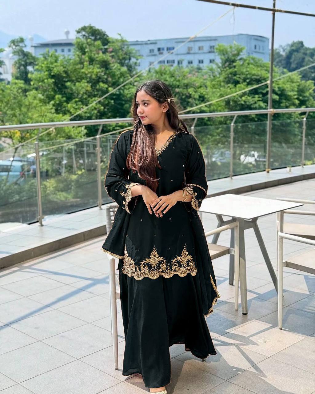 Embroidery Sequence Work Sharara Set