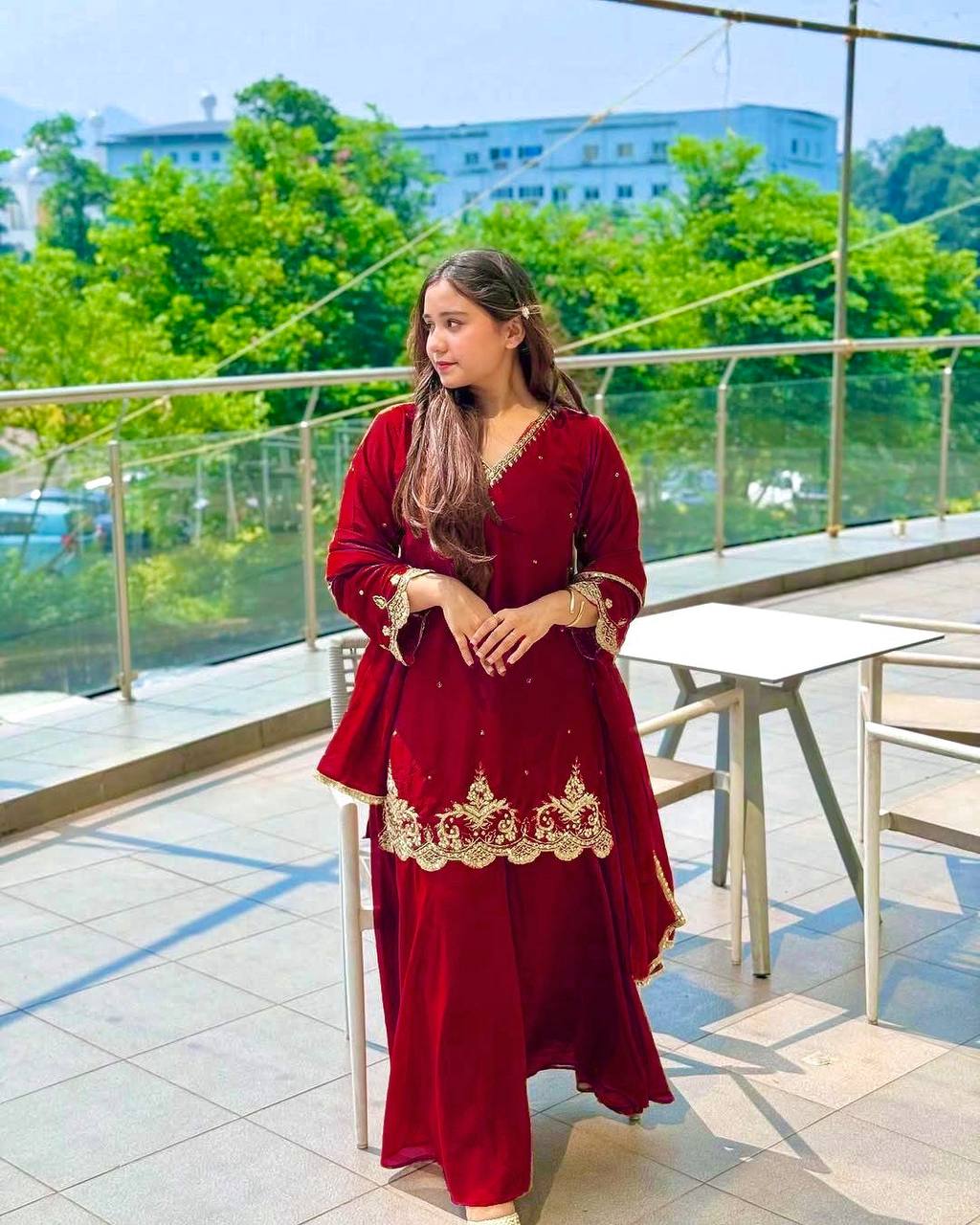 Embroidery Sequence Work Sharara Set
