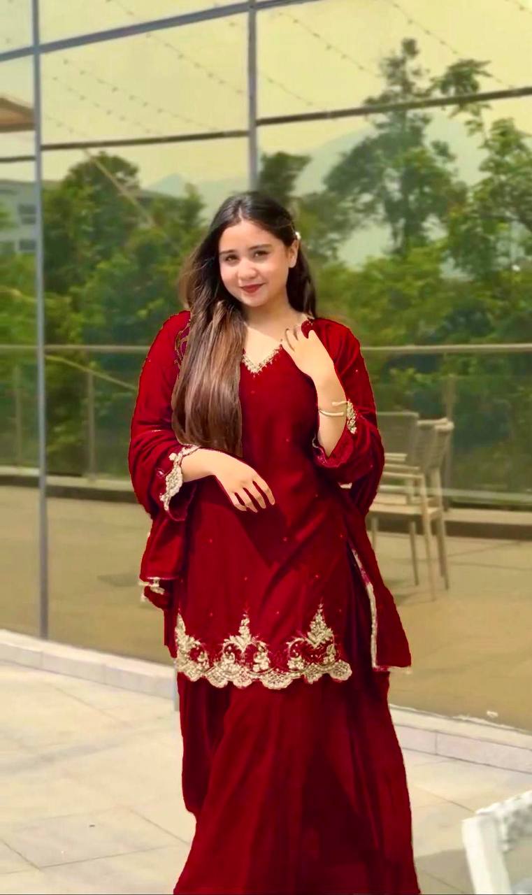 Embroidery Sequence Work Sharara Set