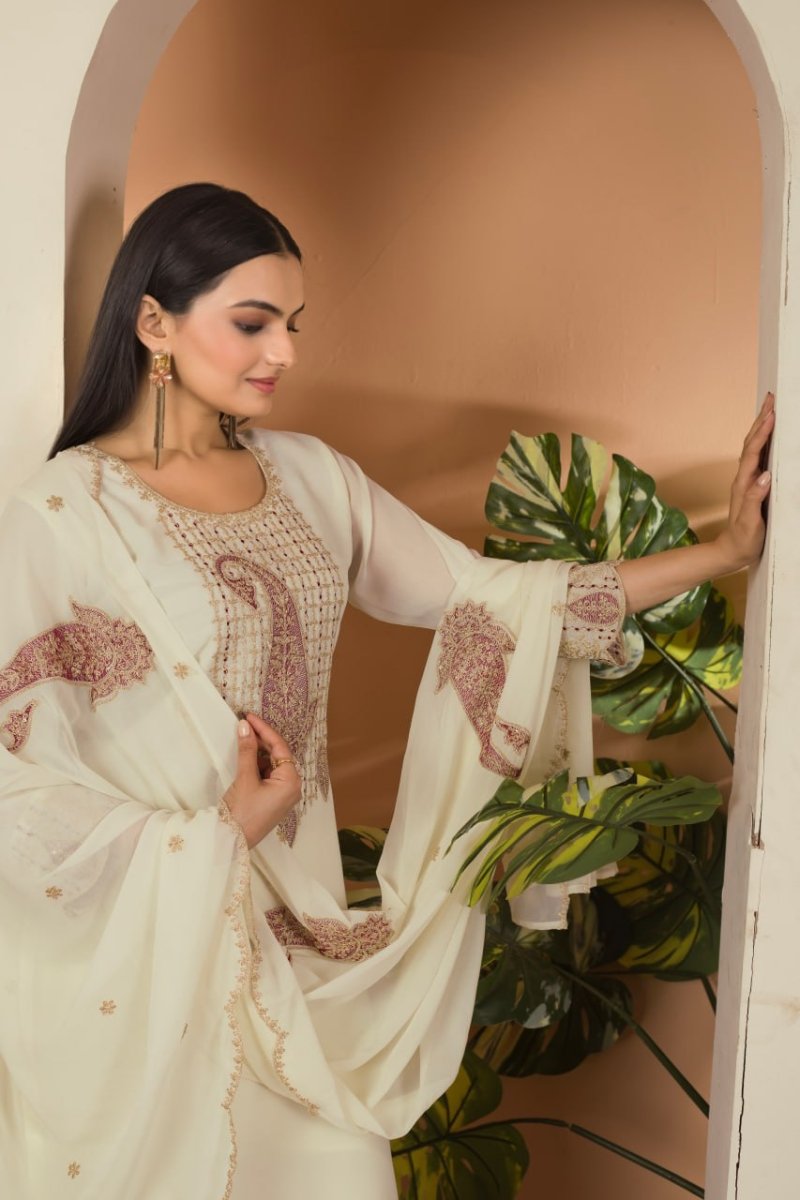 Embroidery Work Kurti Pair With Dupatta Set