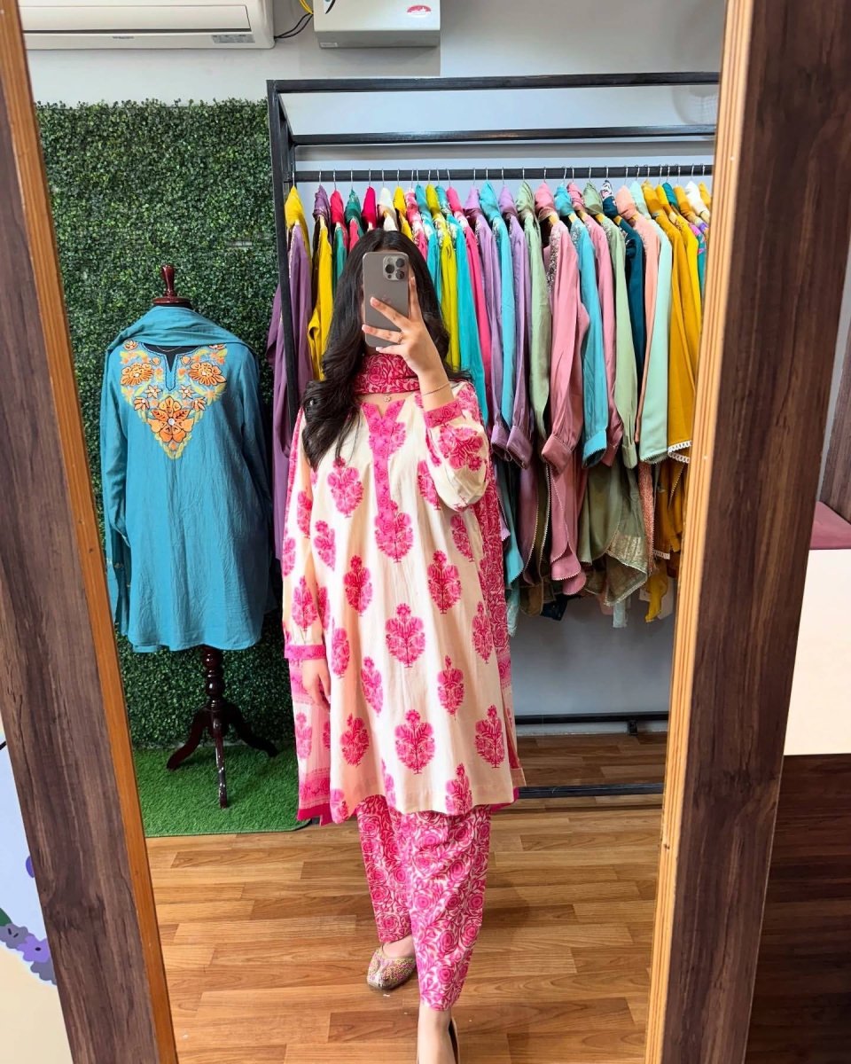 Printed Pure Muslin Cotton Farshi 3Pc Set