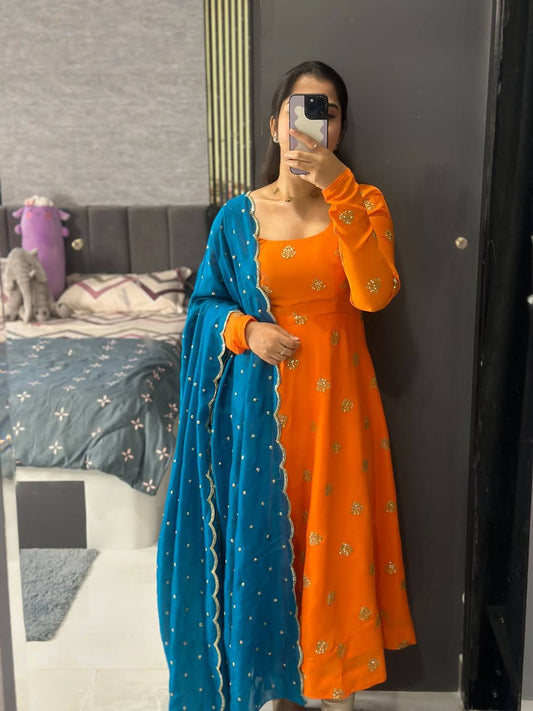 Orange Bloom Anarkali