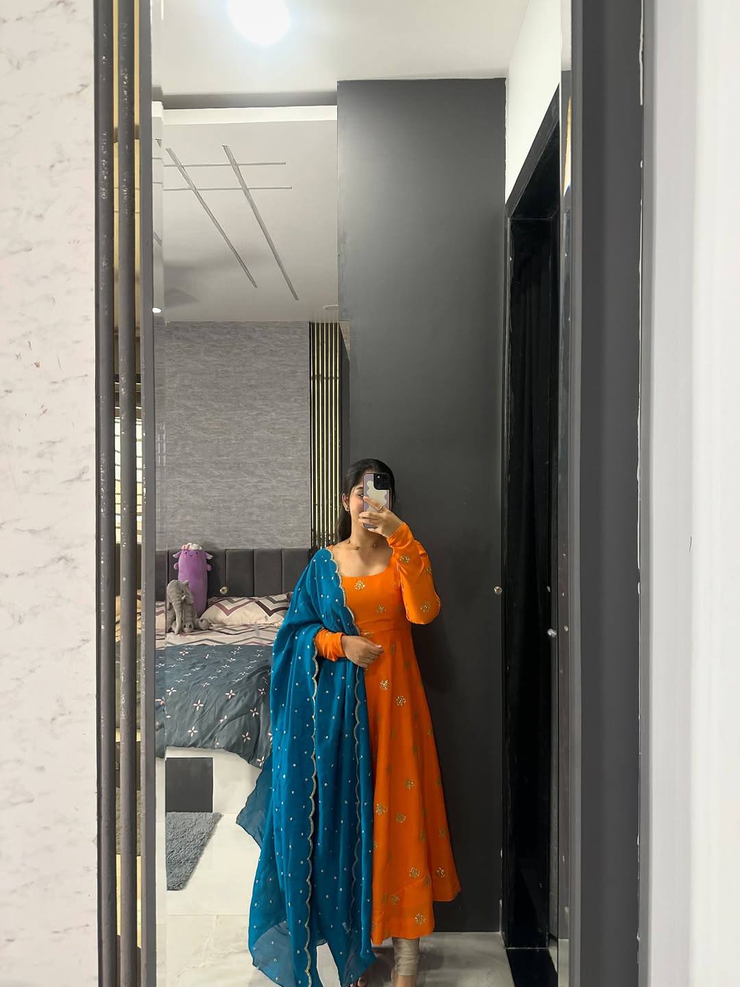 Orange Bloom Anarkali