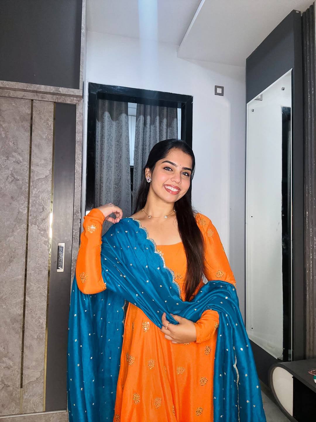 Orange Bloom Anarkali