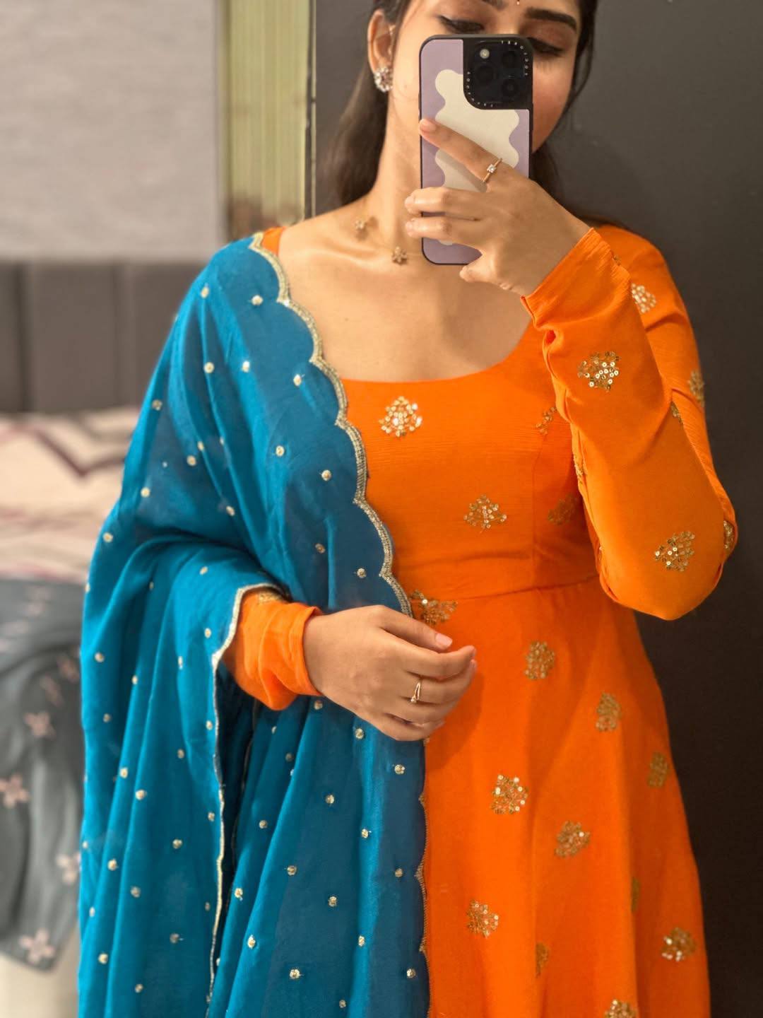 Orange Bloom Anarkali