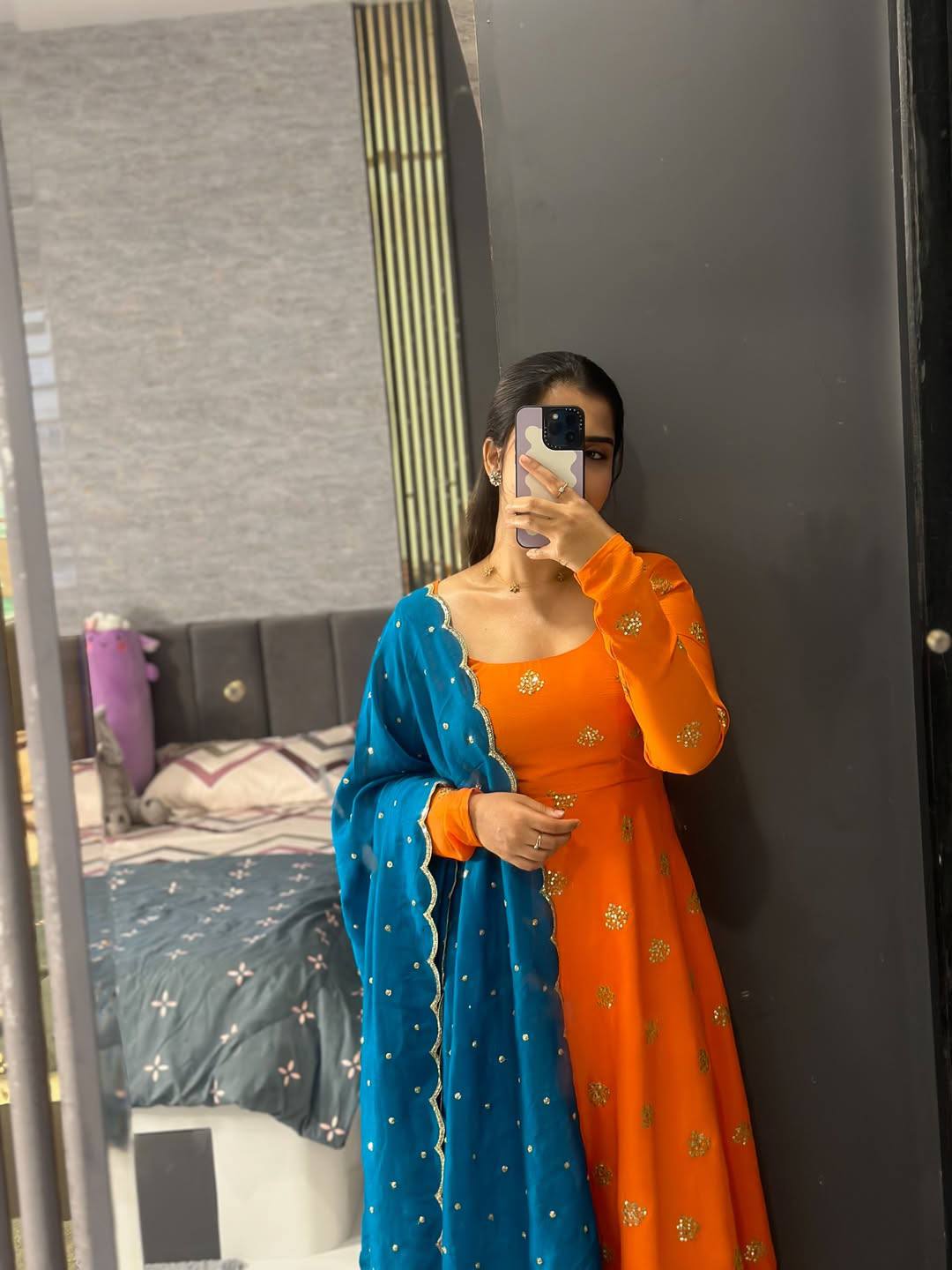 Orange Bloom Anarkali