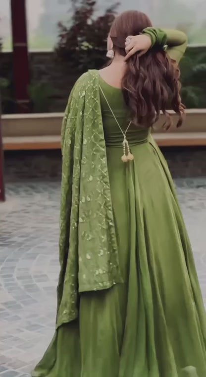 Moss Green Anarkali